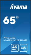 Image de iiyama Écran d'affichage dynamique 163,8 cm (64.5") LCD 500 cd/m² 4K Ultra HD Noir 24/7 (LH6541UHS-B1AG)