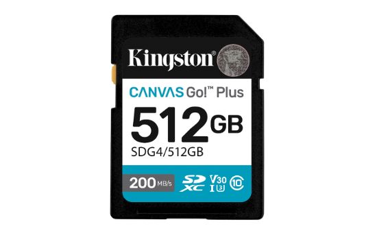 Image de Kingston Technology Canvas Go! Plus 512 Go SDXC Canvas Go Plus Gen4 200 Mo/s C10 UHS-I U3 V30 (SDG4/512GB)