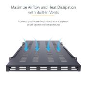 Image de StarTech.com Étagère Réglable et Ventilée pour Montage en Rack de Serveur 1U - 150kg - Profondeur de Montage Réglable de 49,5 à 97,4cm Plateau Universel pour Rack d'Équipemen ... (ADJSHELFHDV)