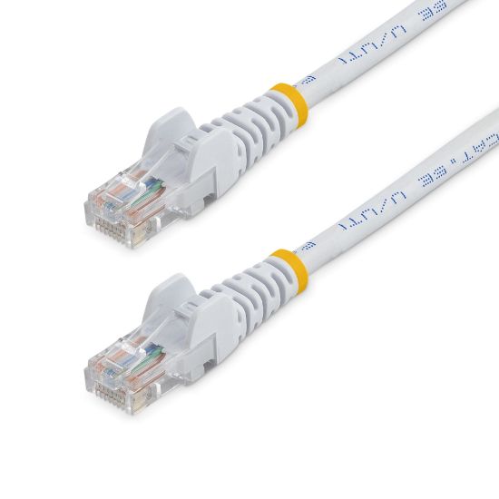 Image de StarTech.com Câble réseau Cat5e UTP sans crochet de 3m - Cordon Ethernet RJ45 anti-accroc - M/M - Blanc (45PAT3MWH)