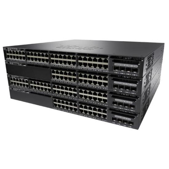 Image de Cisco Catalyst 3650-24PS-L, Standalone, 1U, 24 x 10/100/1000 Ethernet PoE+, 4x1G Uplink ports, DRAM 4GB, Flash 2GB, 640W, LAN Base Switch - Noir (WS-C3650-24PS-L-RF)