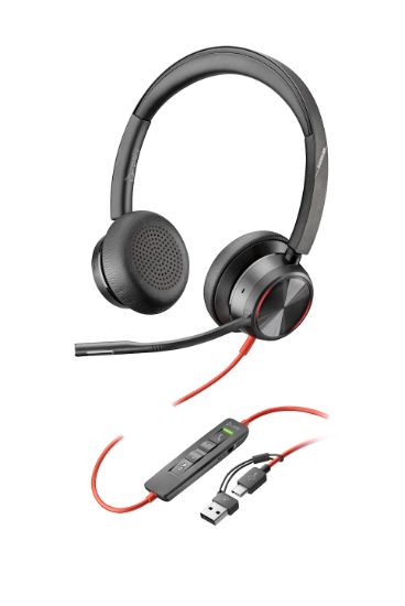 Image de HP Poly Micro-casque Poly Blackwire 8225 stéréo USB-C + adaptateur USB-C/A (8X223AA)
