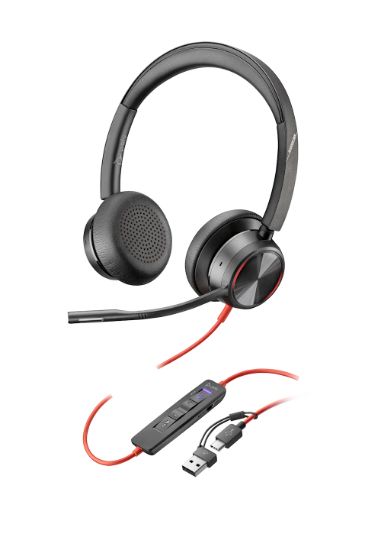 Image de HP Poly Micro-casque Poly Blackwire 8225 stéréo USB-C certifié Microsoft Teams + adaptateur USB-C/A (8X225AA)
