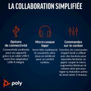 Image de HP Poly Micro-casque Poly Blackwire 8225 stéréo USB-C certifié Microsoft Teams + adaptateur USB-C/A (8X225AA)