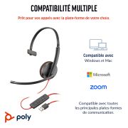 Image de HP Poly Micro-casque monaural USB-C Poly Blackwire 3210 + adaptateur USB-C/A (lot) (8X214A6)