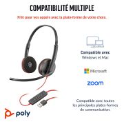 Image de HP Poly Micro-casque stéréo USB-C noir Poly Blackwire 3220 + adaptateur USB-C/A (vlot) (8X2J9A6)