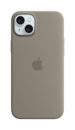 Image de Apple Coque en silicone avec MagSafe pour iPhone 15 Plus - Argile - Taupe (MXQU3ZM/A)