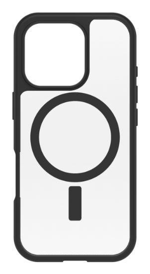 Image de OtterBox React Series pour MagSafe pour Apple iPhone 16 Pro, Black Crystal - Noir,Transparent (77-96251)