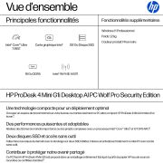 Image de HP ProDesk 4 Mini G1i Wolf Pro Security Edition Intel Core Ultra 7 265T 16 Go DDR5-SDRAM 512 Go SSD Windows 11 Pro Mini PC AI PC Noir (A10MDEA)