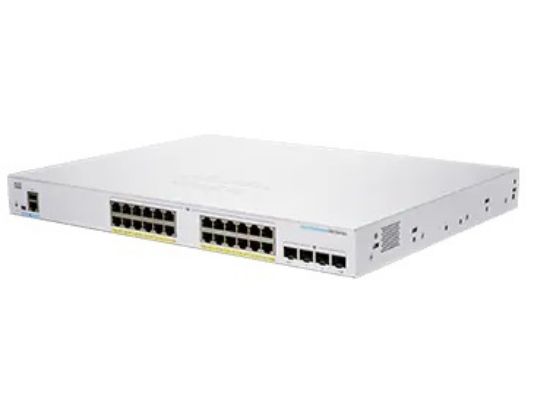 Image de Cisco Business 250, 24 10/100/1000 PoE+ ports with 195W power budget, 4 10 Gigabit SFP+, EU Switch - Argent (CBS250-24P-4XUK-RF)