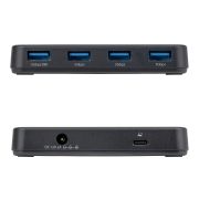 Image de StarTech.com Hub USB-A à 4 Ports, 5 Gbps, Auto-Alimenté, Câble Hôte USB-C et USB-A 2 en 1, 1 Port de Chargement BC 1.2, Adaptateur Secteur 24W Inclus, MacBook et Windows (ST4300USB3V2-UE)
