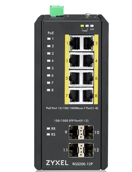 Image de Zyxel RGS200-12P Géré L2 Gigabit Ethernet (10/100/1000) Connexion Ethernet, supportant l'alimentation via ce port (PoE) Noir (RGS200-12P-ZZ0101F)