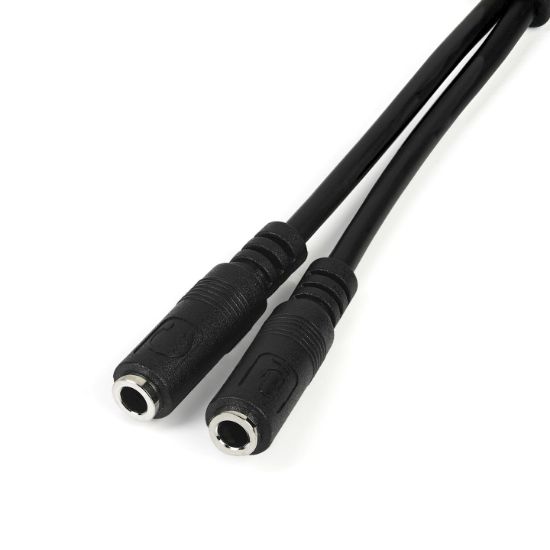 Image de StarTech.com Adaptateur pour casque avec prises pour écouteur et microphone séparées - Mini-Jack 3,5mm 1x (M) 2x (F) - Noir (MUYHSMFF)