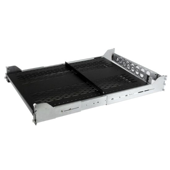 Image de StarTech.com Étagère Coulissante Ventilée 2U pour Rack Serveur avec Bras de Gestion des Câbles - Profondeur de Montage Réglable de 70,3 à 80,2cm - 22,6kg - Étagère pour Plat ... (UNISLDSHF192)