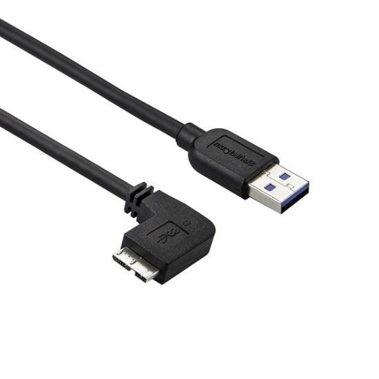 Image de StarTech.com Câble Micro USB 3.0 slim - USB-A vers Micro-B à angle gauche de 50 cm - M/M (USB3AU50CMLS)