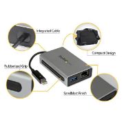 Image de StarTech.com Adaptateur Thunderbolt vers Gigabit Ethernet plus USB 3.0 - Convertisseur Thunderbolt (TB2USB3GE)