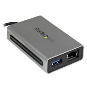 Image de StarTech.com Adaptateur Thunderbolt vers Gigabit Ethernet plus USB 3.0 - Convertisseur Thunderbolt (TB2USB3GE)