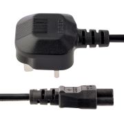 Image de StarTech.com Cordon d'alimentation en trèfle pour GB BS1363 vers C5 de 2m pour ordinateur portable M/F - Noir (PXTNB3SUK2M)