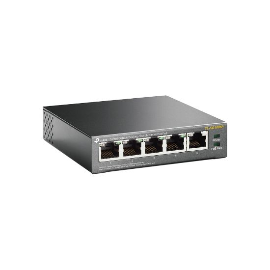 Image de TP-Link TL-SG1005P Non-géré Gigabit Ethernet (10/100/1000) Connexion Ethernet, supportant l'alimentation via ce port (PoE) Noir (TL-SG1005P V1)