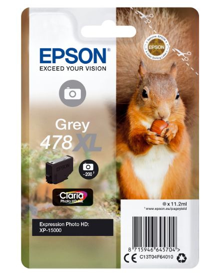 Image de Epson Squirrel Singlepack Grey 478XL Claria Photo HD Ink (C13T04F64020)