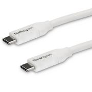 Image de StarTech.com Câble de Charge Rapide USB-C de 4m, Charge et Synchronisation, 100W (5A) PD, USB 2.0, Certifié USB-IF - Cordon de Charge USB C Blanc (USB2C5C4MW)