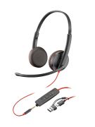 Image de HP Poly Micro-casque Poly Blackwire 3225 stéréo USB-C + connexion 3,5 mm + adaptateur USB-C/A (8X229AA)