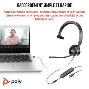 Image de HP Poly Micro-casque Poly Blackwire 3315 monaural USB-C + connexion 3,5 mm + adaptateur USB-C/A (8X217AA)