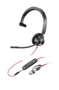 Image de HP Poly Micro-casque Poly Blackwire 3315 monaural USB-C + connexion 3,5 mm + adaptateur USB-C/A (8X217AA)