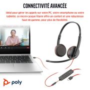 Image de HP Poly Micro-casque stéréo USB-C Poly Blackwire 3225 + prise 3,5 mm + adaptateur USB-C/A (lot) (8X229A6)