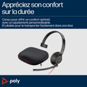 Image de HP Poly Micro-casque monaural USB-C Poly Blackwire 5210 + prise 3,5 mm + adaptateur USB-C/A (8X230AA)