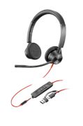 Image de HP Poly Micro-casque Poly Blackwire 3325 stéréo USB-C + connexion 3,5 mm + adaptateur USB-C/A (8X221AA)