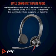 Image de HP Poly Micro-casque Poly Blackwire 3325 stéréo USB-C certifié Microsoft Teams + connexion 3,5 mm + adaptateur USB-C/A (8X222AA)