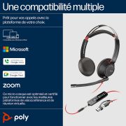 Image de HP Poly Micro-casque Poly Blackwire 5220 stéréo USB-C + connexion 3,5 mm + adaptateur USB-C/A (8X231AA)