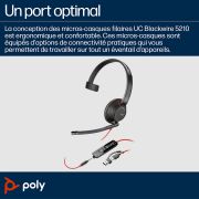 Image de HP Poly Micro-casque monaural USB-C Poly Blackwire 5210 + prise 3,5 mm + adaptateur USB-C/A (lot) (8X230A6)