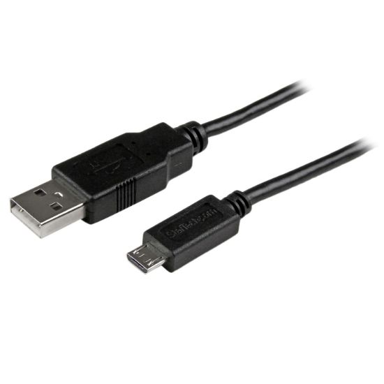 Image de StarTech.com Câble de charge /synchronisation mobile USB A vers Micro B mince de 0,5m pour smartphone et tablette - M/M - Noir (USBAUB50CMBK)