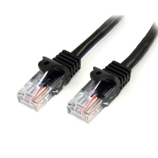 Image de StarTech.com Câble réseau Cat5e UTP sans crochet de 3m - Cordon Ethernet RJ45 anti-accroc - M/M - Noir (45PAT3MBK)