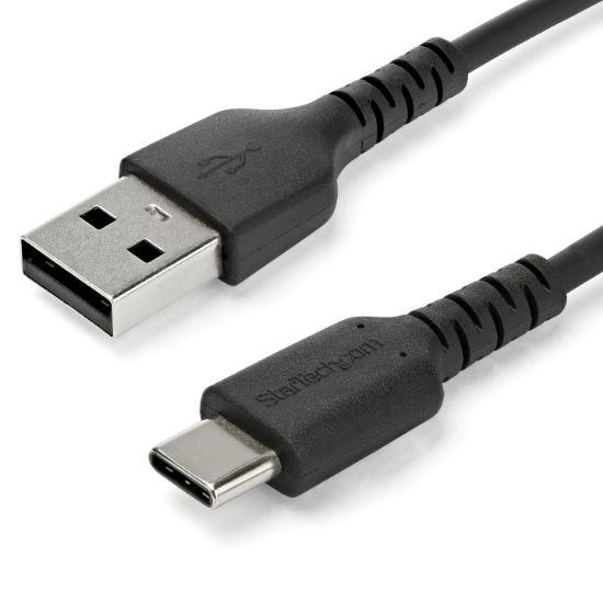 Image de StarTech.com Câble de Charge Rapide USB-A vers USB-C de 1m, Robuste, Charge et Synchronisation, 3A, USB 2.0, Gaine TPE Noire et Fibre d'Aramide - Cordon de Charge USB (RUSB2AC1MB)