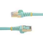 Image de StarTech.com Cordon de raccordement CAT6a (1,5 m) sans crochet - Câble patch RJ45 - Turquoise (6ASPAT150CMAQ)