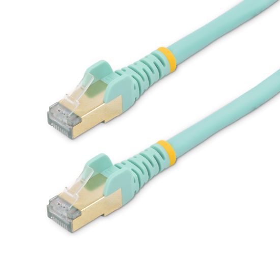 Image de StarTech.com Cordon de raccordement CAT6a (1,5 m) sans crochet - Câble patch RJ45 - Turquoise (6ASPAT150CMAQ)