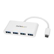 Image de StarTech.com Hub USB-C 4 Ports USB-A (USB 3.0 SuperSpeed) - Alimenté par bus USB - Adaptateur USB-C vers USB-A - USB 3.2 Gen 1 (5Gbps) Type C - Blanc (HB30C4ABW)