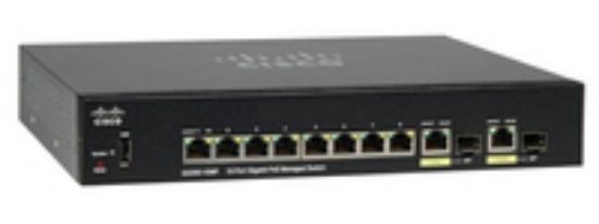 Image de Cisco Managed, 8 x 10/100/1000 PoE+ ports, 2 x Gigabit copper/SFP combo, 124W PoE power budget Switch - Noir (SG350-10MP-K9UK-RF)