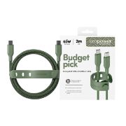 Image de PanzerGlass empower™ by ® Racing 60W USB-C to USB-C Cable | USB 2.0 | 2M | Sage câble USB Vert (EM42585)