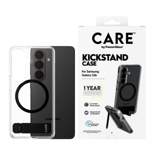 Image de PanzerGlass CARE™ by ® Urban Explorer Case Transparent w. Black Kickstand & Qi Samsung Galaxy S26 coque de protection pour téléphones portables Housse (CR24194)
