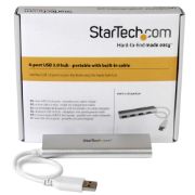 Image de StarTech.com Hub USB à 4 Ports avec Ethernet, USB-A, Gigabit Ethernet/GbE, USB 5Gbps, Design Robuste, Alimentation par Bus, Hub USB 3.0 Portable pour Ordinateur Portable (ST43004UA)
