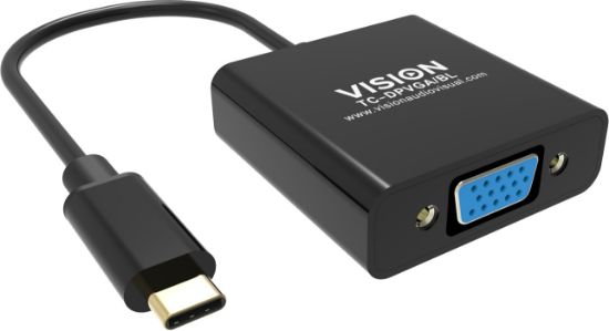 Image de Vision  câble vidéo et adaptateur USB Type-C VGA (D-Sub) Noir (TC-USBCVGA/BL)