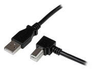 Image de StarTech.com Câble USB 2.0 A vers USB B Coudé à droite Mâle / Mâle pour imprimante - 2 m - Noir (USBAB2MR)