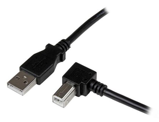 Image de StarTech.com Câble USB 2.0 A vers USB B Coudé à droite Mâle / Mâle pour imprimante - 2 m - Noir (USBAB2MR)