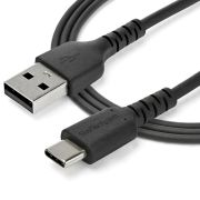 Image de StarTech.com Câble de Charge Rapide USB-A vers USB-C de 2m, Robuste, Charge et Synchronisation, 3A, USB 2.0, Gaine TPE Noire et Fibre d'Aramide - Cordon de Charge USB (RUSB2AC2MB)