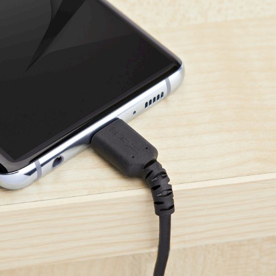 Image de StarTech.com Câble de Charge Rapide USB-A vers USB-C de 2m, Robuste, Charge et Synchronisation, 3A, USB 2.0, Gaine TPE Noire et Fibre d'Aramide - Cordon de Charge USB (RUSB2AC2MB)