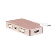 Image de StarTech.com Adaptateur multiport USB-C - Or rose - 4-en-1 USB-C vers VGA, DVI, HDMI, ou Mini DisplayPort (CDPVDHDMDPRG)